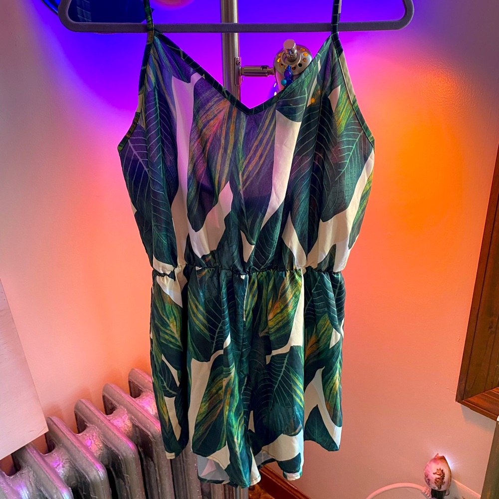Tropical Palm Print Romper